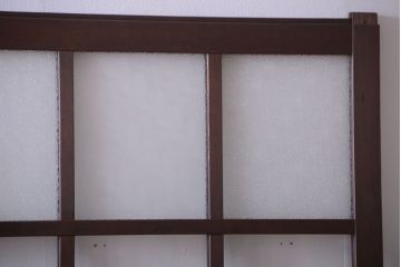 和製アンティーク　古い木の背が低いガラス引き戸2枚セット(窓)