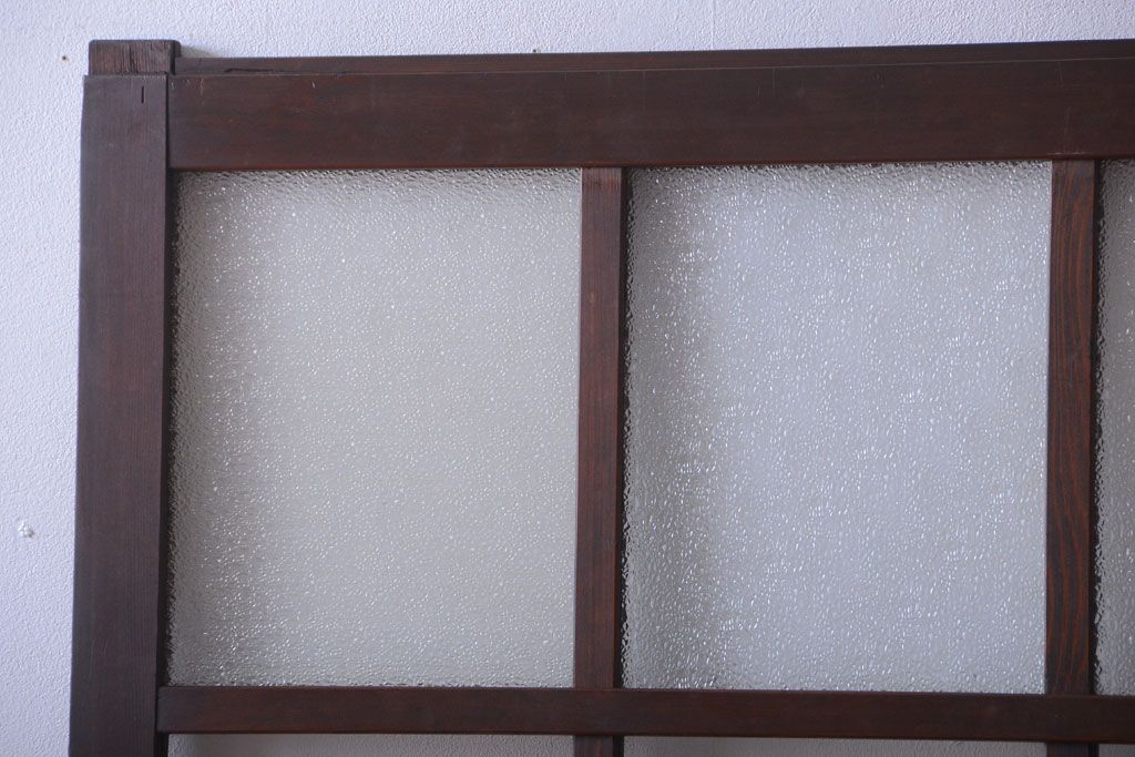 和製アンティーク　古い木の背が低いガラス引き戸2枚セット(窓)