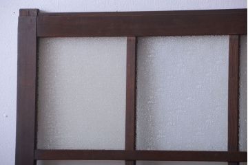 和製アンティーク　古い木の背が低いガラス引き戸2枚セット(窓)