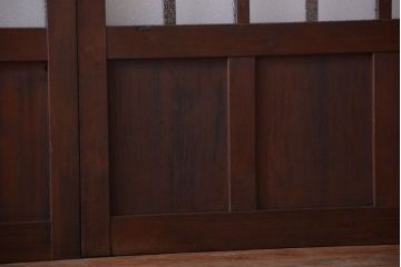 和製アンティーク　古い木の背が低いガラス引き戸2枚セット(窓)