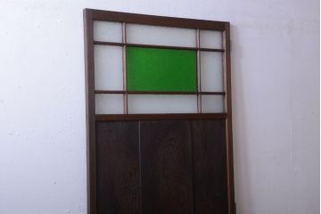 和製アンティーク　鏡板屋久杉材!色ガラス入り高級ドア