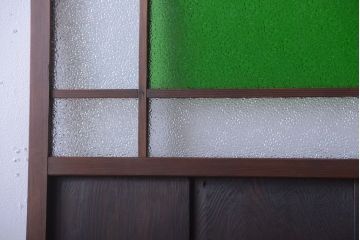 和製アンティーク　鏡板屋久杉材!色ガラス入り高級ドア