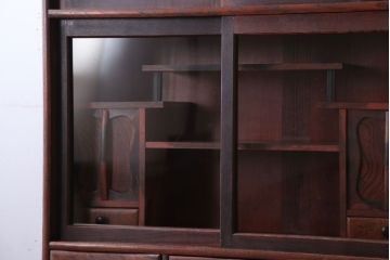 アンティーク家具　和製アンティーク　欅材と黒柿材!小振りな重ね茶箪笥