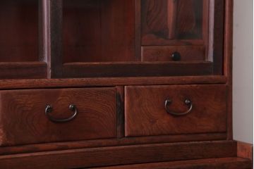 アンティーク家具　和製アンティーク　欅材と黒柿材!小振りな重ね茶箪笥