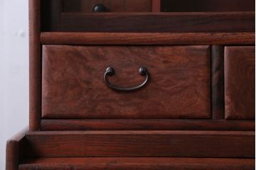 アンティーク家具　和製アンティーク　欅材と黒柿材!小振りな重ね茶箪笥