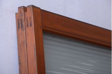 和製アンティーク　レトロガラスがかわいい引き戸2枚セット