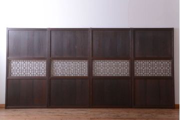 古民具・骨董　和のムード溢れる美しいアンティーク組子帯戸4枚セット
