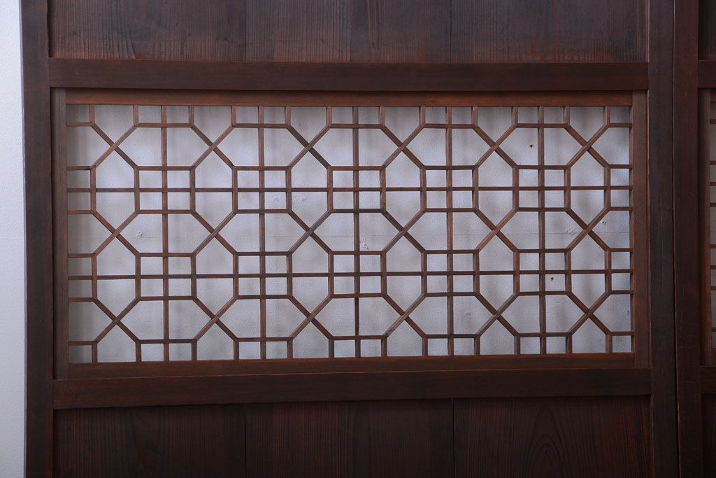 古民具・骨董　和のムード溢れる美しいアンティーク組子帯戸4枚セット