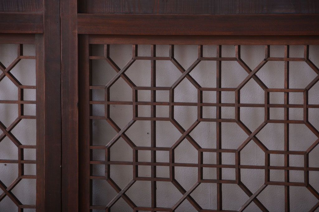 古民具・骨董　和のムード溢れる美しいアンティーク組子帯戸4枚セット