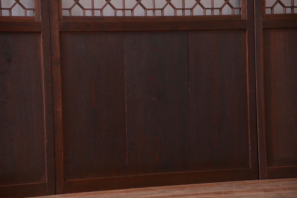 古民具・骨董　和のムード溢れる美しいアンティーク組子帯戸4枚セット