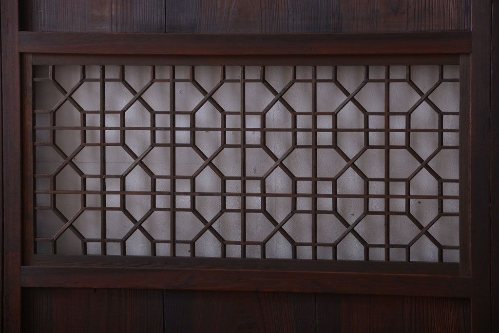 古民具・骨董　和のムード溢れる美しいアンティーク組子帯戸4枚セット