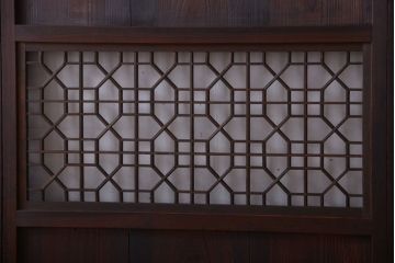 古民具・骨董　和のムード溢れる美しいアンティーク組子帯戸4枚セット