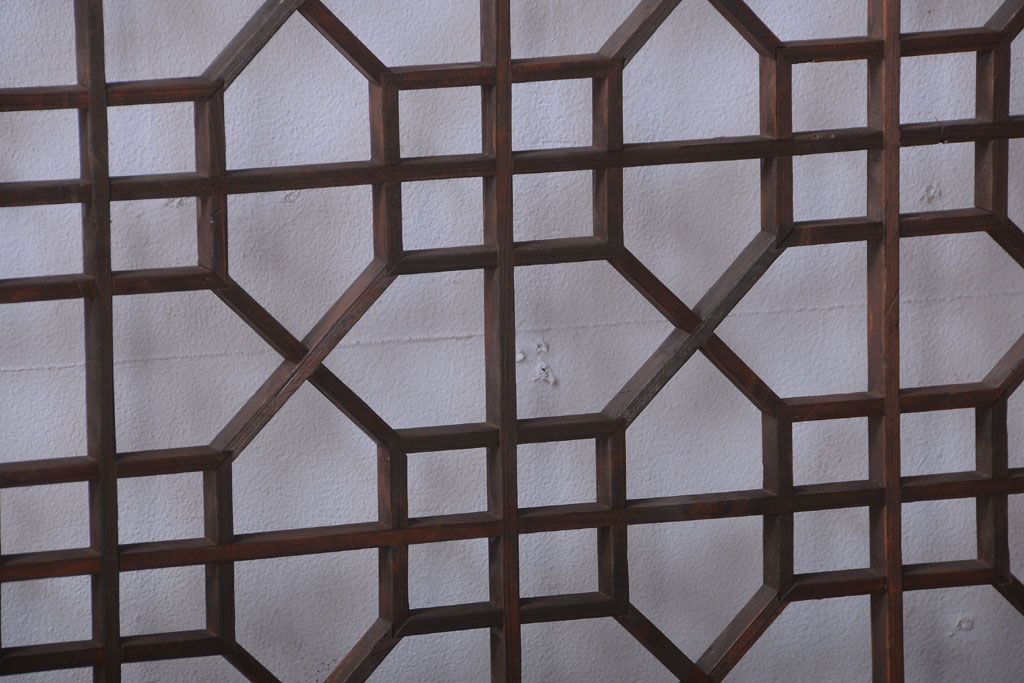 古民具・骨董　和のムード溢れる美しいアンティーク組子帯戸4枚セット