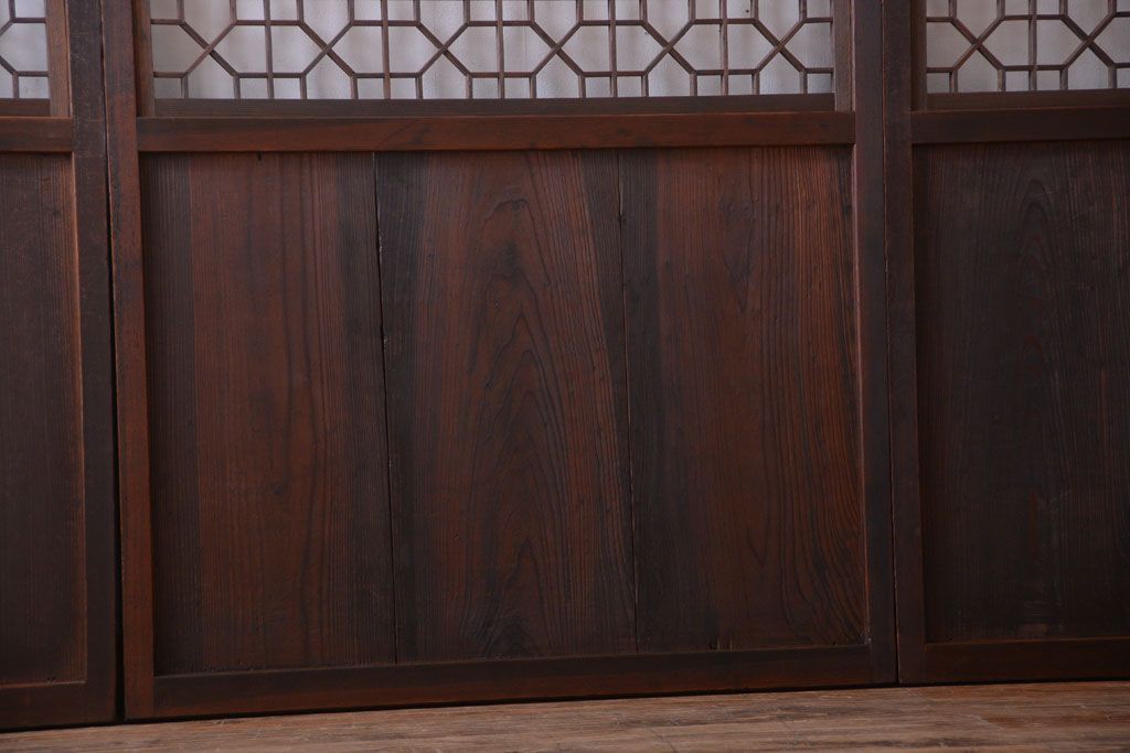 古民具・骨董　和のムード溢れる美しいアンティーク組子帯戸4枚セット