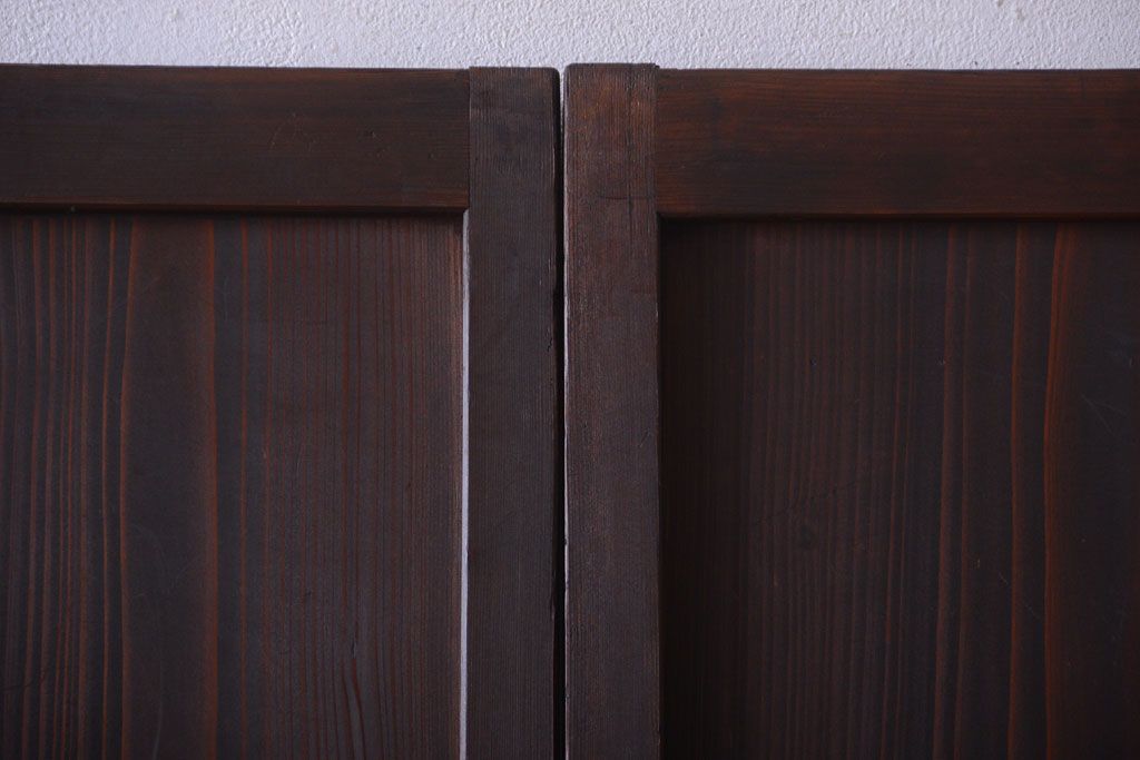 古民具・骨董　和のムード溢れる美しいアンティーク組子帯戸2枚セット