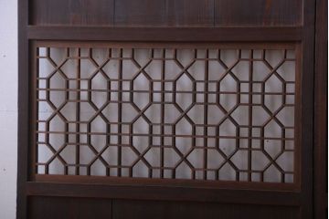 古民具・骨董　和のムード溢れる美しいアンティーク組子帯戸2枚セット