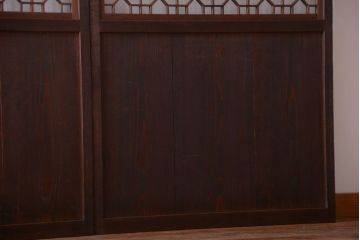 古民具・骨董　和のムード溢れる美しいアンティーク組子帯戸2枚セット