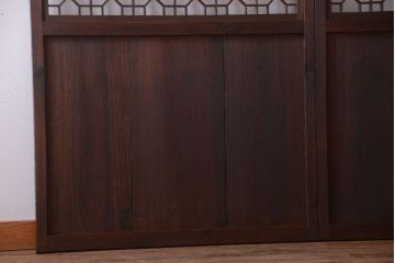 古民具・骨董　和のムード溢れる美しいアンティーク組子帯戸2枚セット