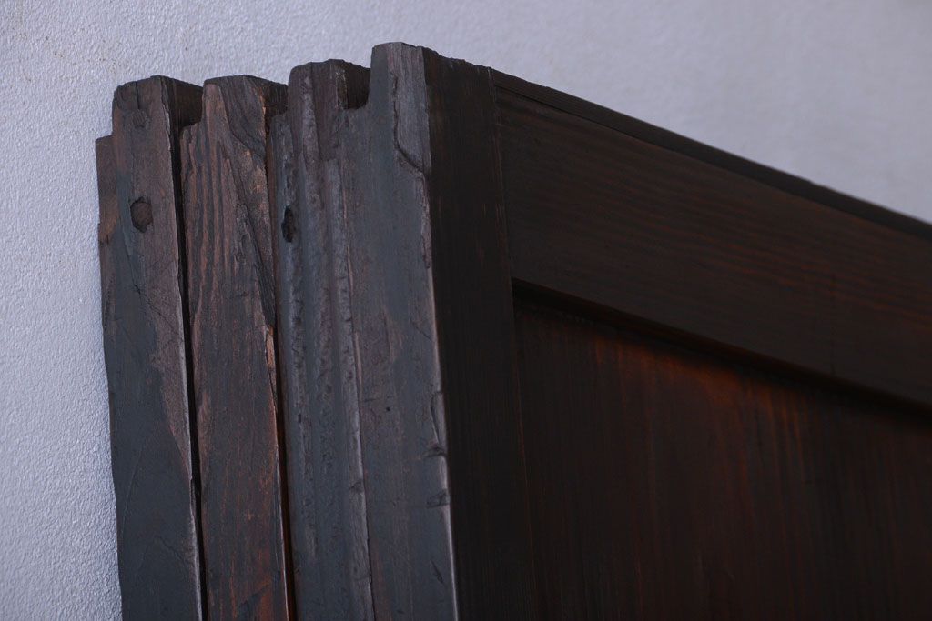 古民具・骨董　古い木が味わい深いガラス帯戸