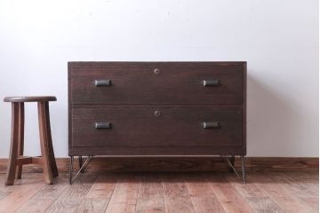 アンティーク家具　和製アンティーク　鉄脚付き!古い衣装箪笥ローボード