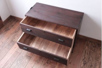 アンティーク家具　和製アンティーク　鉄脚付き!古い衣装箪笥ローボード