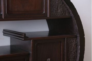 アンティーク家具　古民具・骨董　意匠を凝らした円型茶棚(飾り棚)