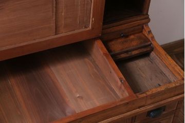 アンティーク家具　和製アンティーク　古い栓材の帳場机(簿記机・両袖机)
