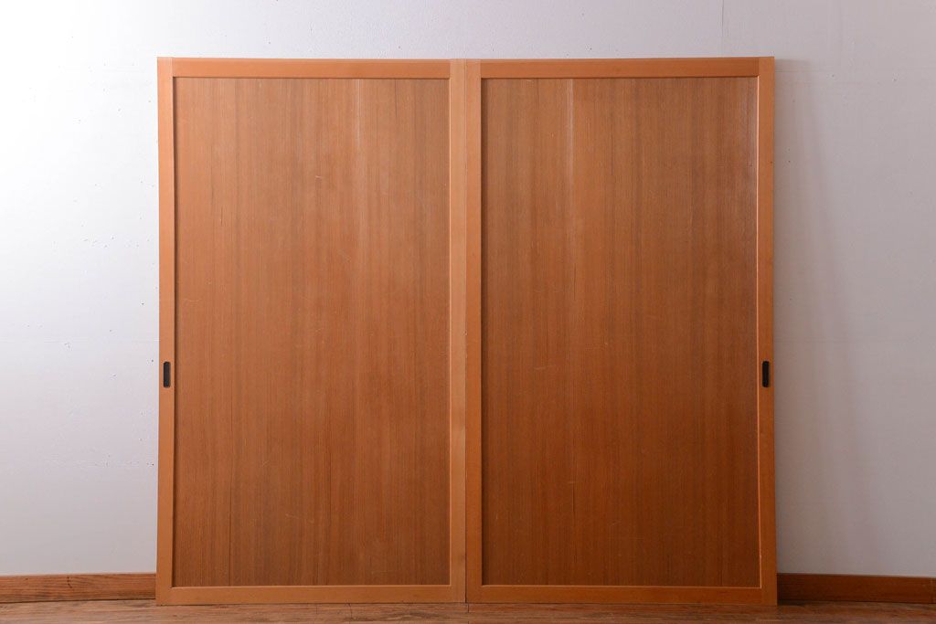 アンティーク　柾目材の高級木味板戸2枚セット