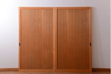 アンティーク　柾目材の高級木味板戸2枚セット