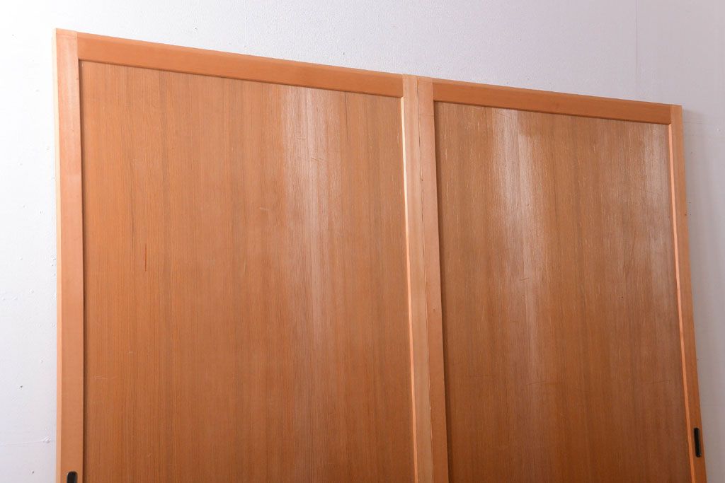 アンティーク　柾目材の高級木味板戸2枚セット