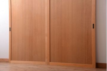 アンティーク　柾目材の高級木味板戸2枚セット