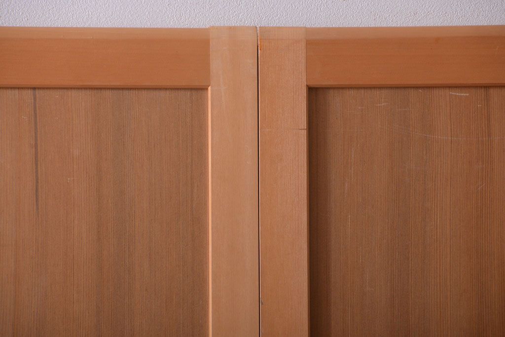 アンティーク　柾目材の高級木味板戸2枚セット