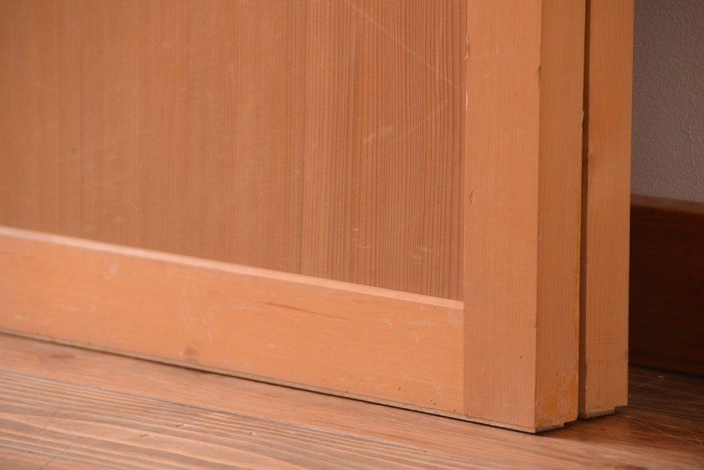 アンティーク　柾目材の高級木味板戸2枚セット