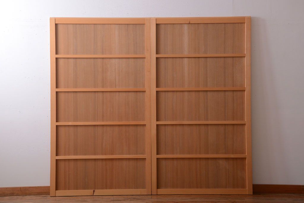 アンティーク　柾目材の高級木味板戸2枚セット