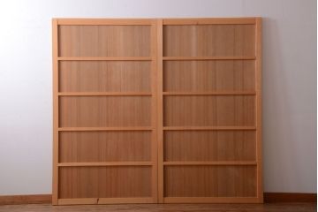 アンティーク　柾目材の高級木味板戸2枚セット