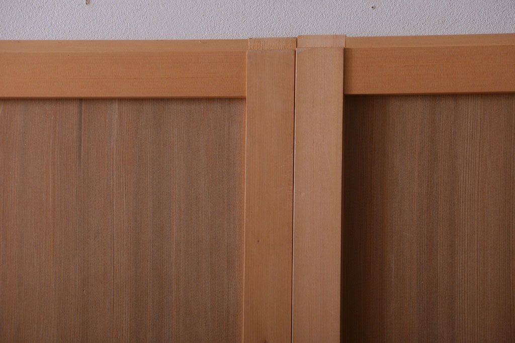 アンティーク　柾目材の高級木味板戸2枚セット