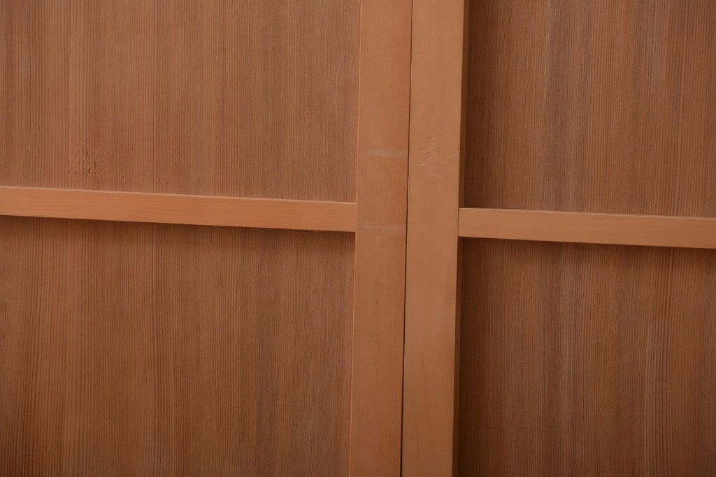 アンティーク　柾目材の高級木味板戸2枚セット