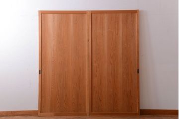 アンティーク　ナチュラルな古い木味のシンプルな板戸2枚セット