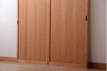 アンティーク　ナチュラルな古い木味のシンプルな板戸2枚セット