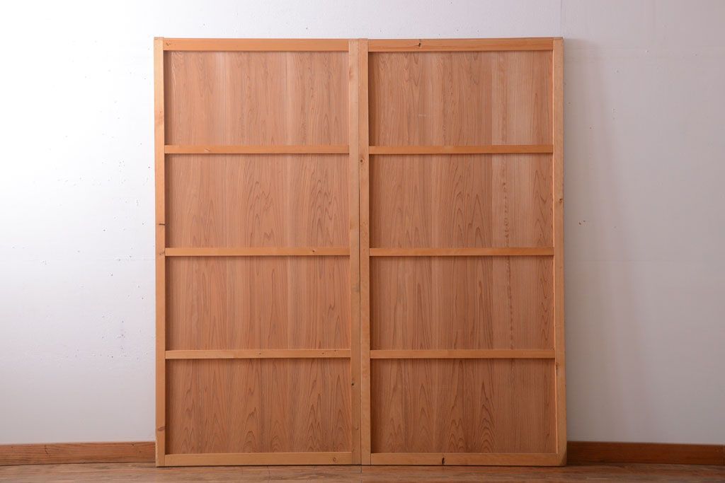 アンティーク　ナチュラルな古い木味のシンプルな板戸2枚セット