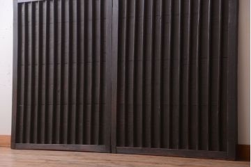 古民具・骨董　縦桟が味わい深いアンティーク格子板戸(窓)(1)