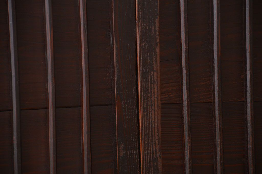 古民具・骨董　縦桟が味わい深いアンティーク格子板戸(窓)(1)