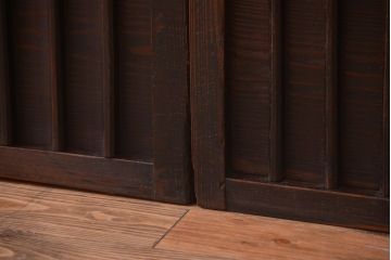 古民具・骨董　縦桟が味わい深いアンティーク格子板戸(窓)(1)