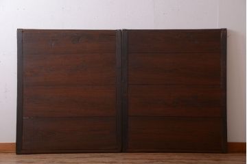 古民具・骨董　縦桟が味わい深いアンティーク格子板戸(窓)(1)