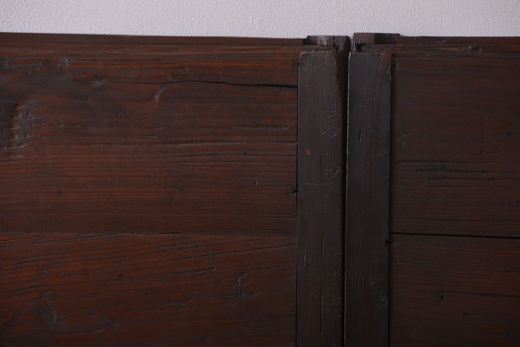 古民具・骨董　縦桟が味わい深いアンティーク格子板戸(窓)(1)