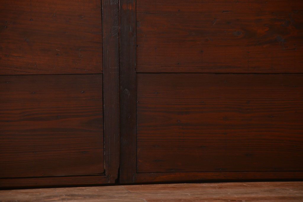 古民具・骨董　縦桟が味わい深いアンティーク格子板戸(窓)(1)