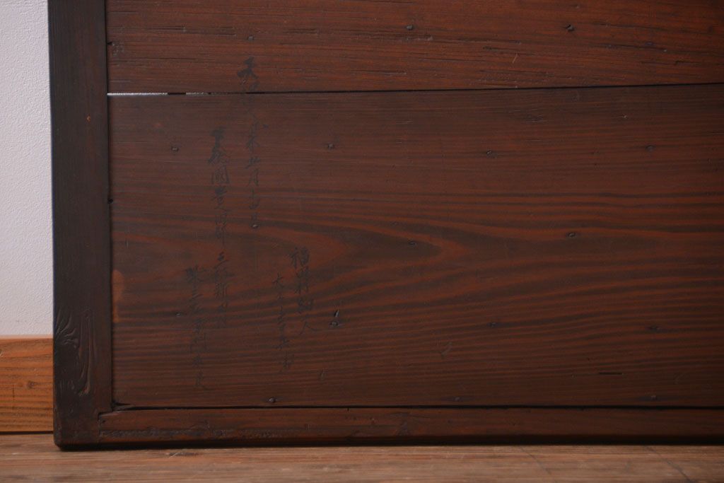 古民具・骨董　縦桟が味わい深いアンティーク格子板戸(窓)(1)