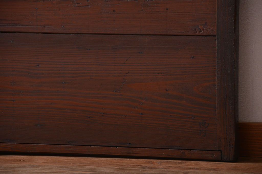 古民具・骨董　縦桟が味わい深いアンティーク格子板戸(窓)(1)