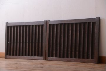 古民具・骨董　縦桟が味わい深いアンティーク格子板戸(窓)(2)