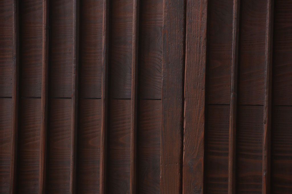 古民具・骨董　縦桟が味わい深いアンティーク格子板戸(窓)(2)